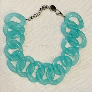 PONO BY JOAN GOODMAN ITALY HAUTE COUTURE LUCITE LINK NECKLACE - SIGNED - Aqua